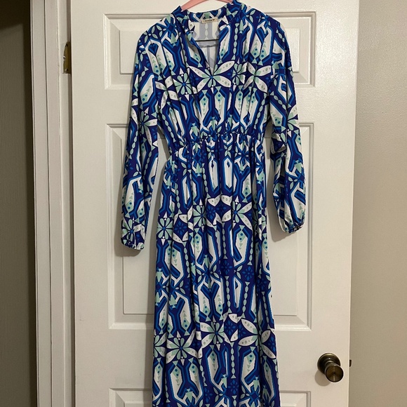 Blue Geometric Maxi Dress - Picture 1 of 4